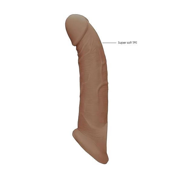 RealRock - návlek na penis - 21,5 cm - tmavá tělová barva