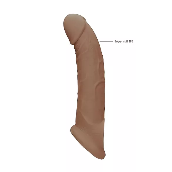 RealRock - návlek na penis - 21,5 cm - tmavá tělová barva