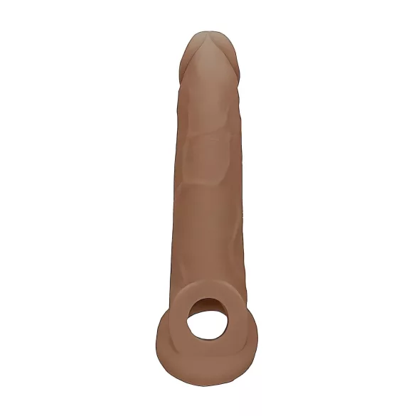 RealRock - návlek na penis - 21,5 cm - tmavá tělová barva