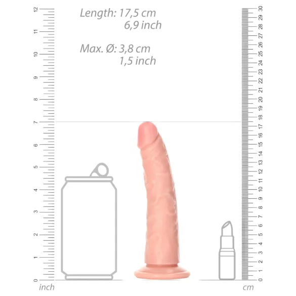 RealRock Slim - realistické dildo - 15,5 cm - tělová barva