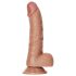 RealRock - přísavkový dildo s varlaty - 15,5 cm (tmavý tělový odstín)