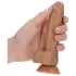RealRock - dildo s přísavkou a varlaty - 15,5 cm - tmavý odstín
