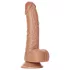 RealRock - dildo s přísavkou a varlaty - 15,5 cm - tmavý odstín