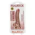 RealRock - dildo s přísavkou a varlaty - 15,5 cm - tmavý odstín