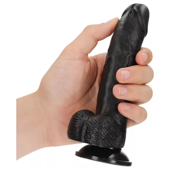 RealRock - realistické dildo s přísavkou - 15,5 cm - černé