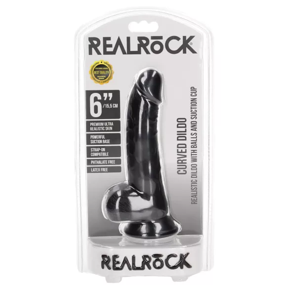 RealRock - realistické dildo s přísavkou - 15,5 cm - černé