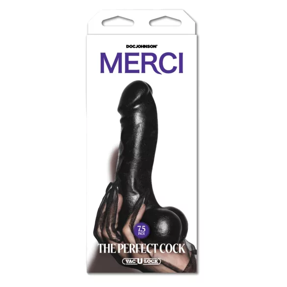 Doc Johnson The Perfect Cock - realistické dildo (černé) - 19 cm