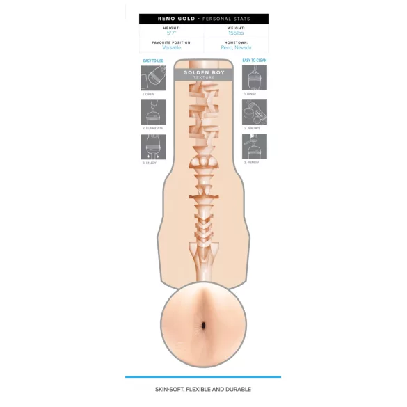 Fleshjack Reno Gold - realistický anální masturbátor - tělová barva