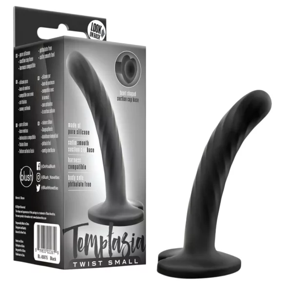 Temptasia Twist Small - přísavkový, zkroucený dildo (černý)