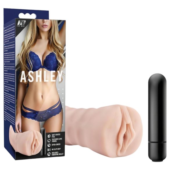 M for Men Ashley - masturbátor s vibrací - real feel - tělová