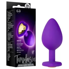   Temptasia M - anální dildo se srdcem a zlatým kamenem - fialové - střední