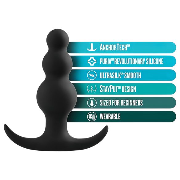 Anal Adventures Platinum - anální kolík s korálky - černý