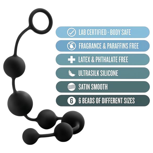 Anal Adventures - anální dildo s perlami - černé