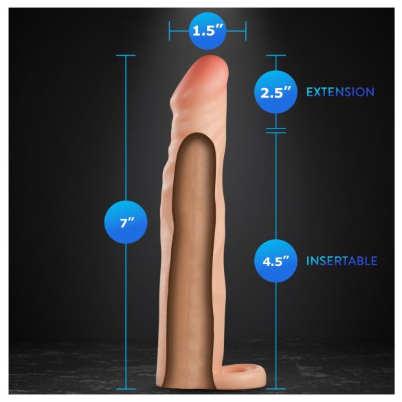 Performance Plus - erekční návlek na penis s kroužkem - 2,5 cm - přírodní