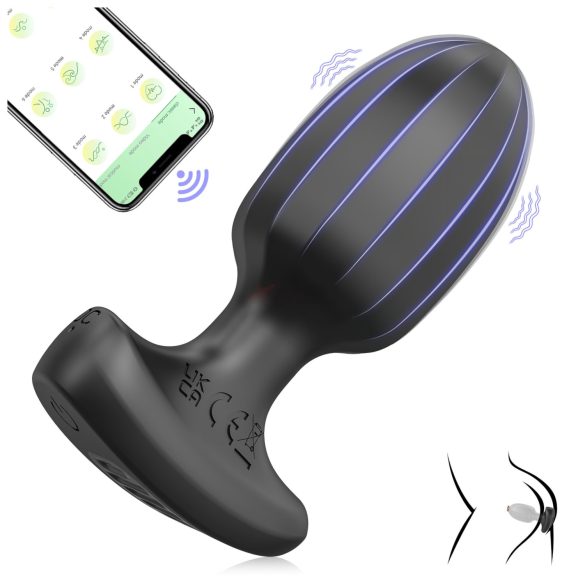 AlvUp - anální vibrátor s aplikací - silikon - černý