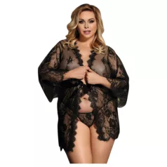   Subblime Queen Plus - černá krajková souprava županu (XL-2XL)