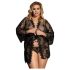 Subblime Queen Plus - krajkový župan set - černý (XL-2XL)