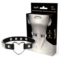 Coquette - choker srdce s kamínky - černý