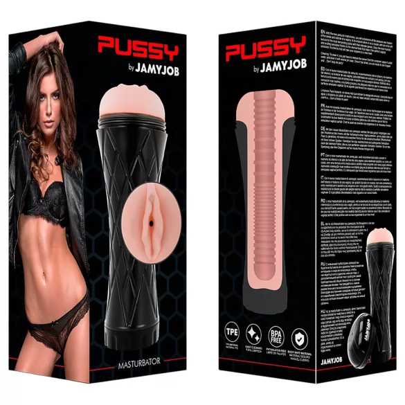 JamyJob - realistická umělá vagína v pouzdře - černá/naturální