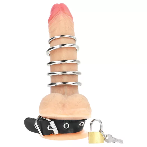 Kink - erekční kroužek s kovovými kroužky - černý