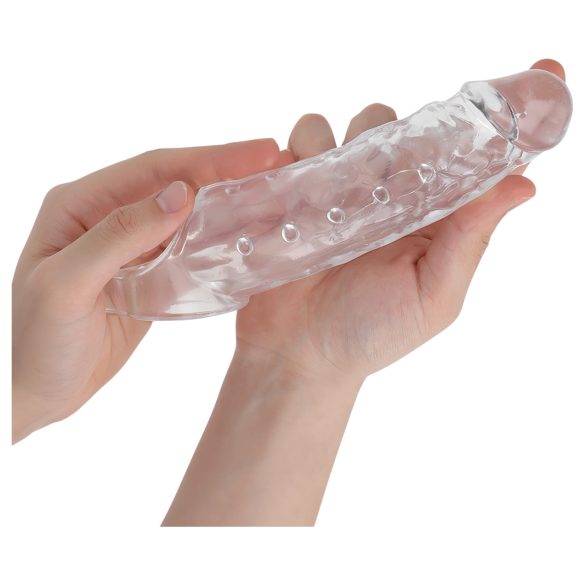 Addicted Toys - návlek na penis s erekčním kroužkem - 23 cm - transparentní