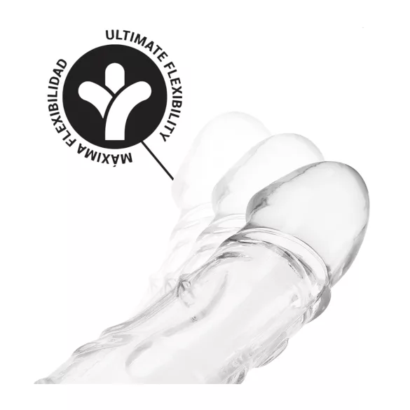 Addicted Toys - návlek na penis s kroužkem na varlata - 27 cm - transparentní