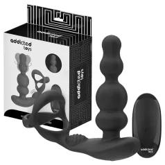   Addicted Toys - anální vibrátor s rotační hlavou a erekčním kroužkem - černý
