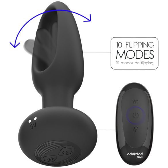 Addicted Toys - anální vibrátor s pohyblivým jazýčkem - černý