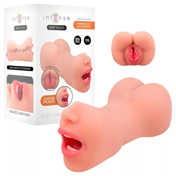 Intense Deep Touch Riley - realistický masturbátor ústa a vagína - tělová barva