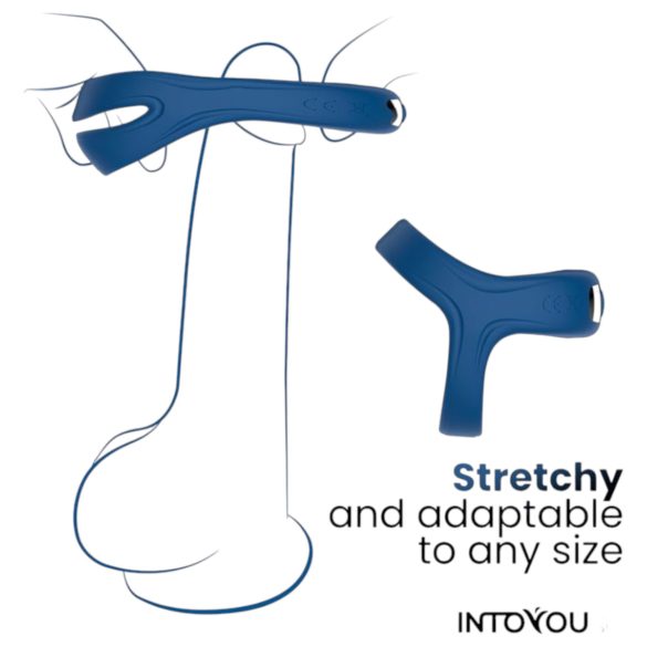 INTOYOU - vibrační erekční kroužek na penis a varlata - chytrý silikon modrý
