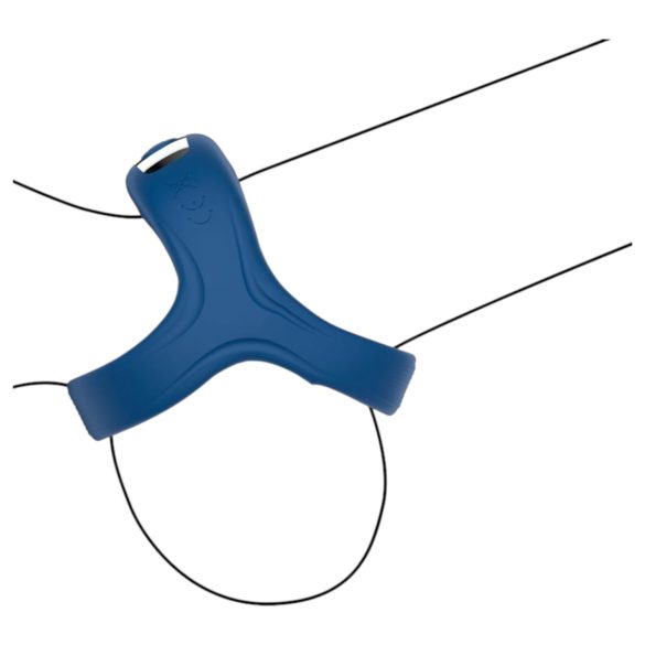 INTOYOU - vibrační erekční kroužek na penis a varlata - chytrý silikon modrý