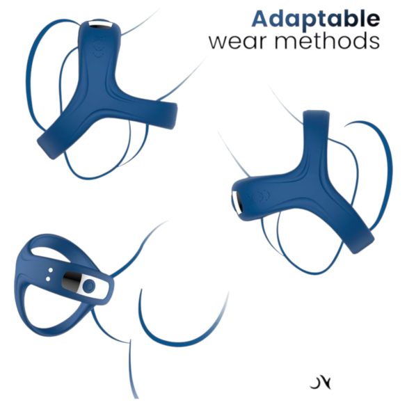 INTOYOU - vibrační erekční kroužek na penis a varlata - chytrý silikon modrý