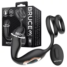   IntoYou Bruce - rotační vibrační masáž prostaty s rádiovým ovládáním a dvojitým kroužkem (černý)