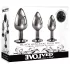 Evolved Black Gem - kovový anální kolík set - černý kámen - stříbrná