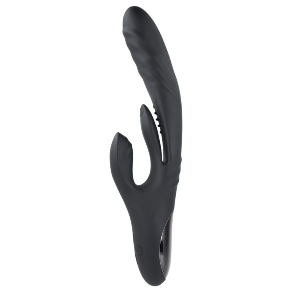 Playboy Rapid Rabbit - akumulátorový vibrátor s klitorálním ramenem (černý)