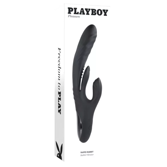 Playboy Rapid Rabbit - vibrátor s ramínkem na klitoris - dobíjecí - černý