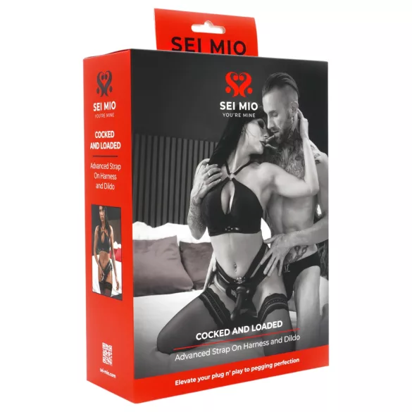 Sei Mio - připínací dildo s postrojem - 15 cm - černé