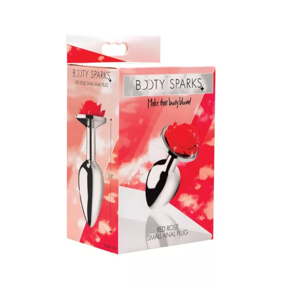 Booty Sparks - anální kolík s růžovým kamenem - kovový stříbrný