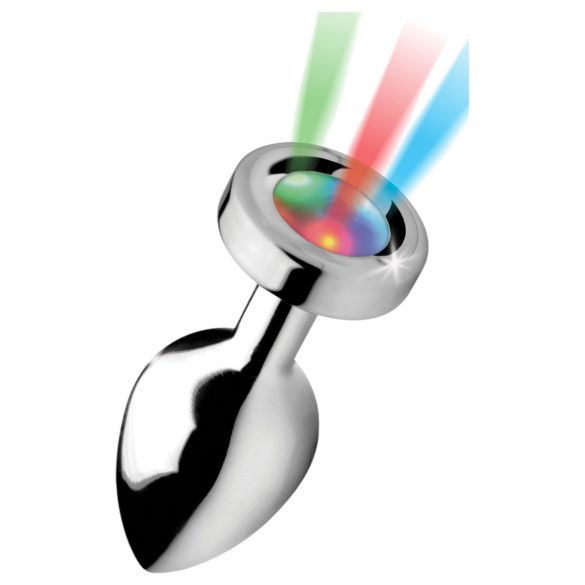 Booty Sparks - anální kolík svítící - střední velikost - stříbrný