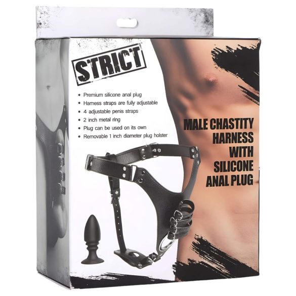 Strict - pánský pás cudnosti s análním kolíkem (černý)