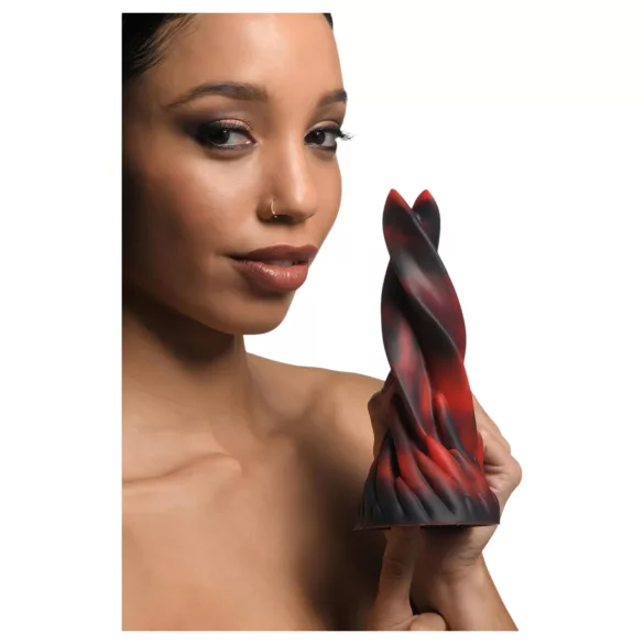 Creature Cocks Hell Kiss - spirálový silikonový dildo - 19 cm - červený