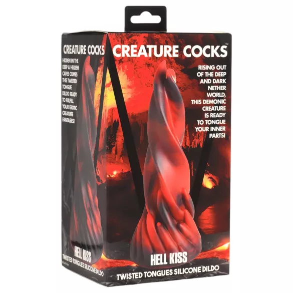 Creature Cocks Hell Kiss - spirálový silikonový dildo - 19 cm - červený
