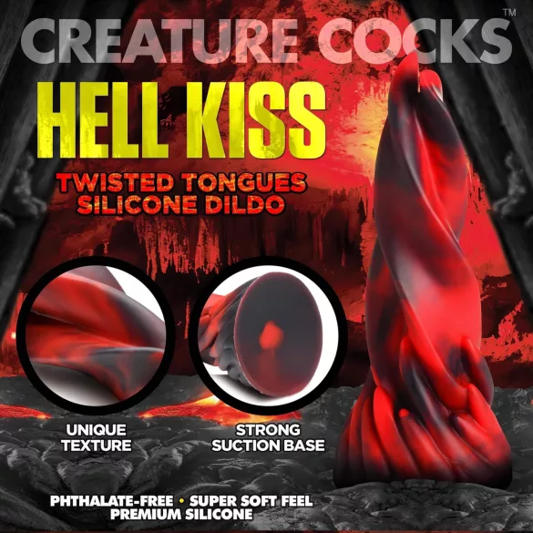 Creature Cocks Hell Kiss - spirálový silikonový dildo - 19 cm - červený