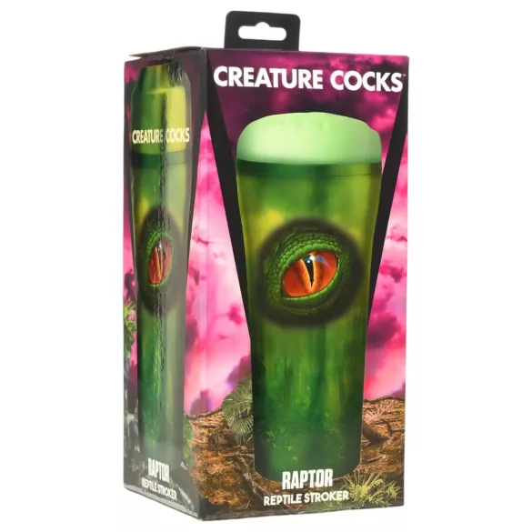 Creature Cocks Raptor - ještěří umělá vagína v pouzdře (černo-zelená)