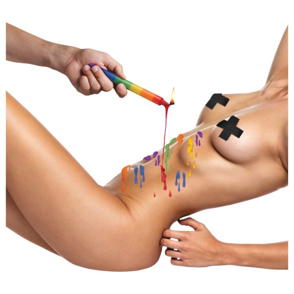 XR Brands - BDSM tělová svíčka - duhová sada 3 kusů