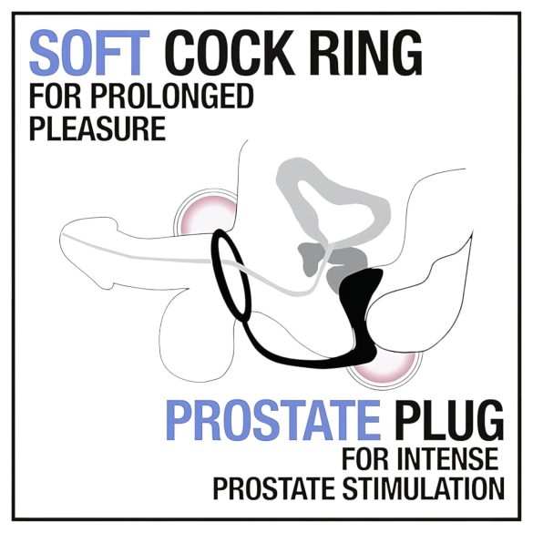 Anal Adventures Platinum - anální dildo s erekčním kroužkem - černé