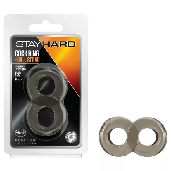 Stay Hard - erekční kroužek na penis a varlata - šedý
