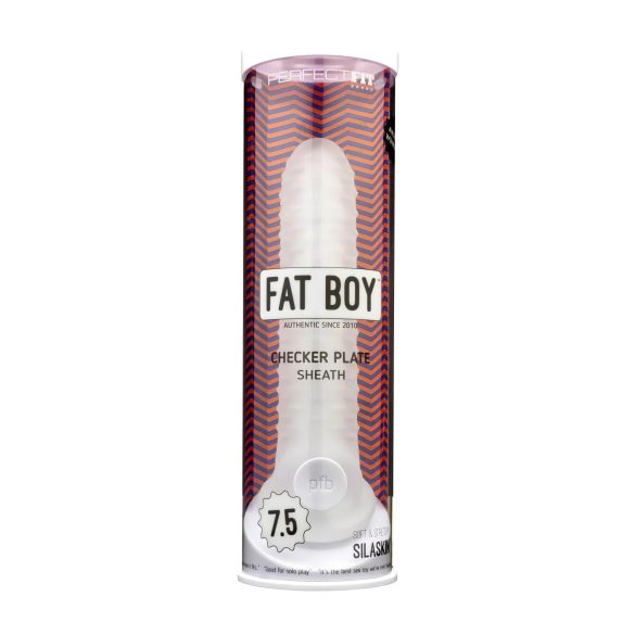 Fat Boy Checker Box - bílý penisový návlek 19 cm