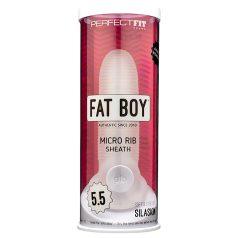   Fat Boy Micro Ribbed - návlek na penis - žebrovaný - 15 cm - bílý