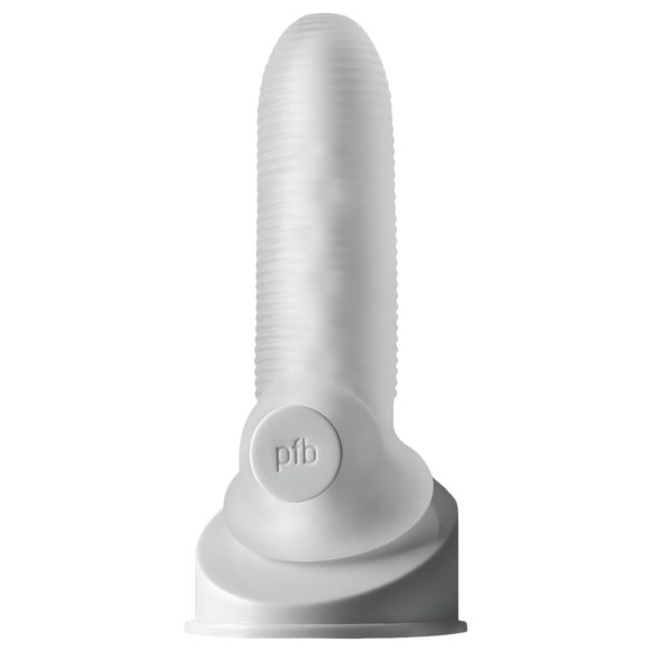 Fat Boy Micro Ribbed - návlek na penis - žebrovaný - 15 cm - bílý
